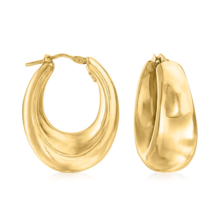Italian 18kt Gold Over Sterling Graduated Hoop Earrings