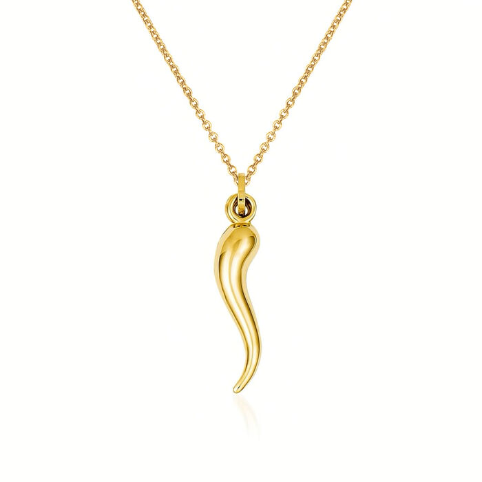 14kt Yellow Gold Italian Horn Pendant Necklace