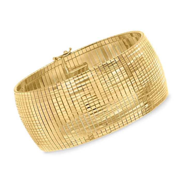 Italian 18kt Gold Over Sterling Diamond-Cut and Polished Omega Bracelet