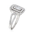 .75 ct. t.w. Baguette and Round Diamond Ring in 14kt White Gold