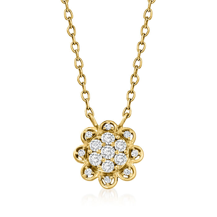 .15 ct. t.w. Diamond Flower Necklace in 14kt Yellow Gold