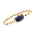 5.00 Carat Sapphire and .20 ct. t.w. White Topaz Bead Stretch Bracelet in 18kt Gold Over Sterling