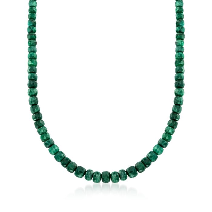 90.00 ct. t.w. Emerald Bead Necklace with Sterling Silver
