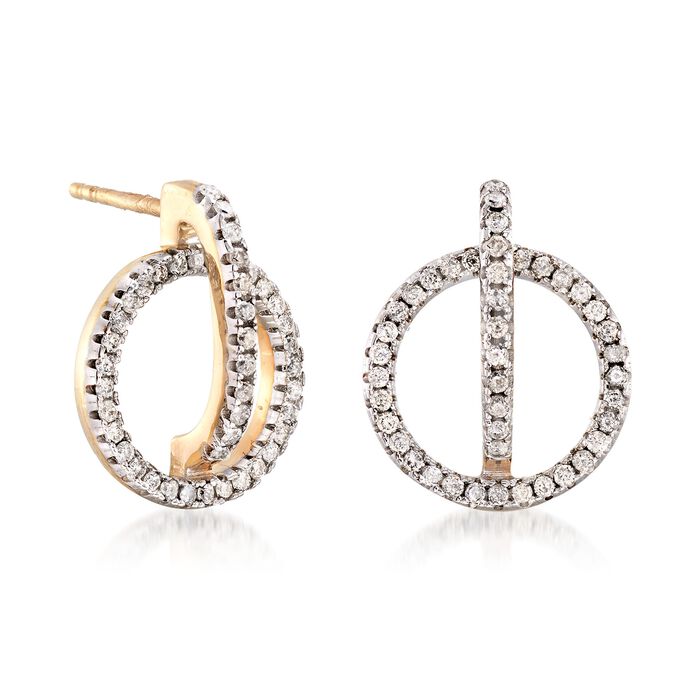.50 ct. t.w. Diamond Circle and Bar Earrings in 14kt Yellow Gold 