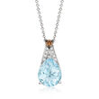 Le Vian 1.50 Carat Sea Blue Aquamarine Pendant Necklace with Chocolate and Vanilla Diamond Accents in 14kt Vanilla Gold