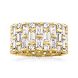 6.55 ct. t.w. Baguette and Round CZ Eternity Band in 18kt Gold Over Sterling