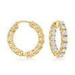 2.40 ct. t.w. Diamond Inside-Outside Hoop Earrings in 18kt Gold Over Sterling