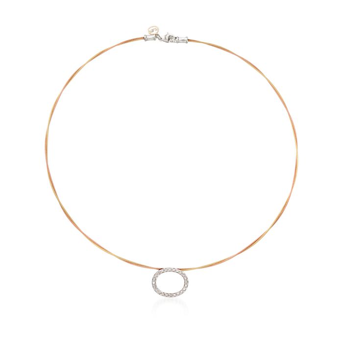 ALOR &quot;Classique&quot; .21 ct. t.w. Diamond Oval Yellow and Rose Cable Necklace With 18kt Two-Tone Gold
