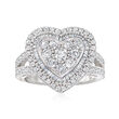 1.75 ct. t.w. Diamond Heart Cluster Ring in Sterling Silver