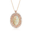 C. 1960 Vintage Opal and 6.30 ct. t.w. Diamond Pin Pendant Necklace in 14kt Yellow Gold