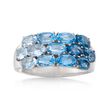 2.60 ct. t.w. Tonal Blue Topaz Three-Row Ring in Sterling Silver
