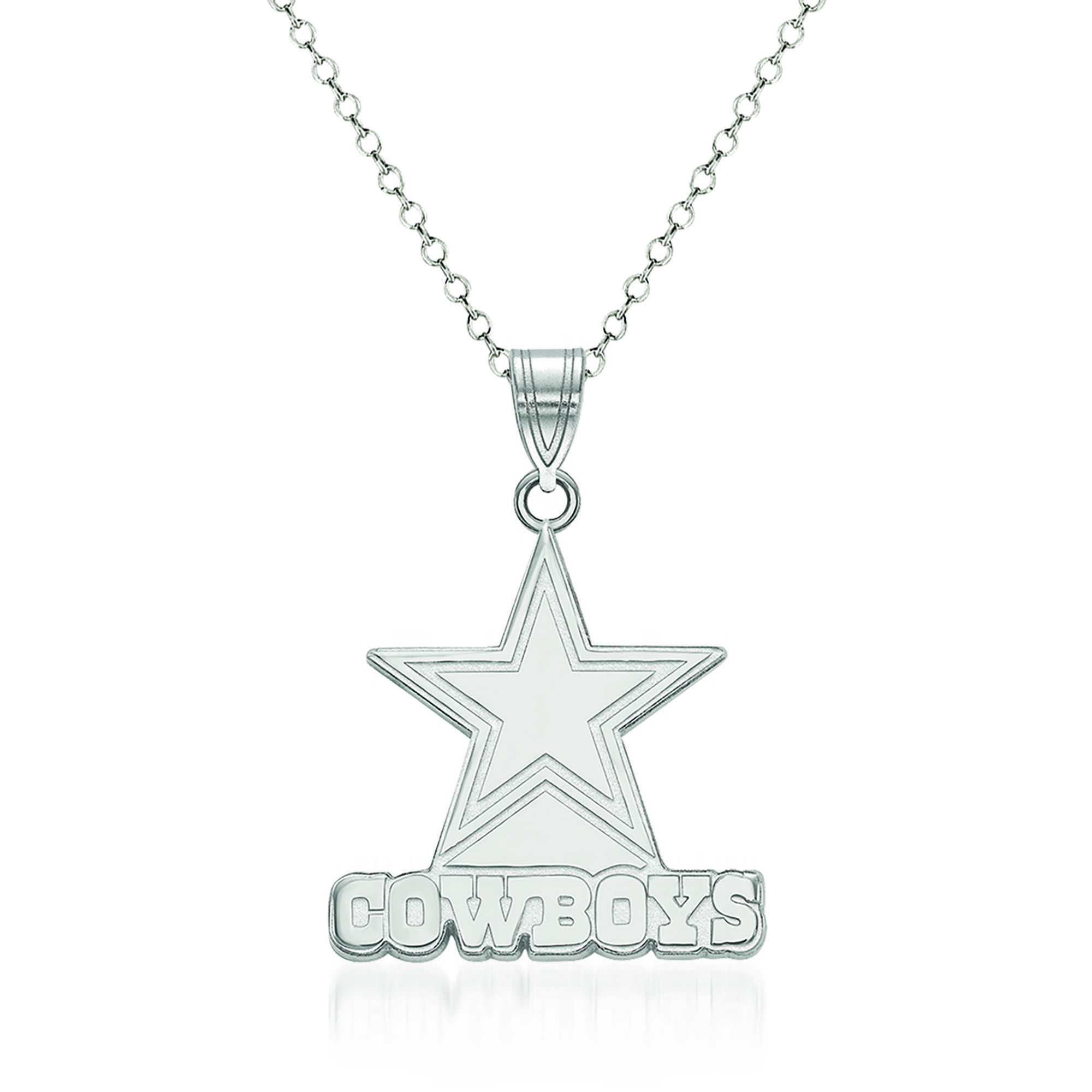 Sterling Silver NFL Dallas Cowboys Pendant Necklace. 18