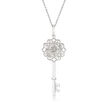 C. 1990 Vintage .12 ct. t.w. Diamond Key Pendant Necklace in 18kt White Gold
