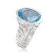6.75 Carat Bezel-Set Blue Topaz Ring in Sterling Silver