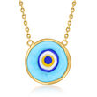 Multicolored Glass Evil Eye Necklace in 18kt Gold Over Sterling