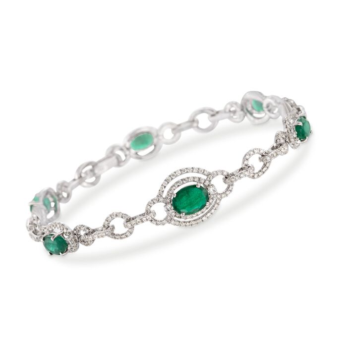 4.70 ct. t.w. Emerald and 2.70 ct. t.w. Diamond Bracelet in 18kt White Gold