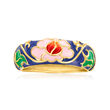 Multicolored Enamel Flower Ring in 18kt Gold Over Sterling
