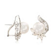C. 1990 Vintage 11.2x11.3mm Cultured South Sea Pearl and 2.25 ct. t.w. Diamond Earrings in 18kt White Gold