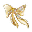 .55 ct. t.w. CZ Bow Pin in 18kt Gold Over Sterling