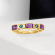 .70 ct. t.w. Amethyst and .10 ct. t.w. London Blue Topaz Ring in 14kt Yellow Gold