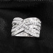 1.25 ct. t.w. Baguette and Round Diamond Highway Ring in Sterling Silver