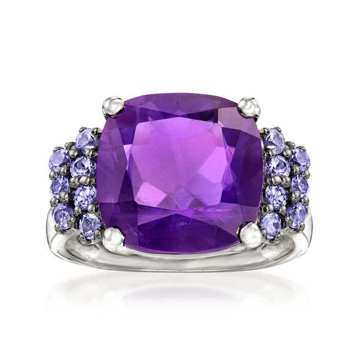 5.50 Carat Amethyst and .40 ct. t.w. Tanzanite Ring in Sterling Silver