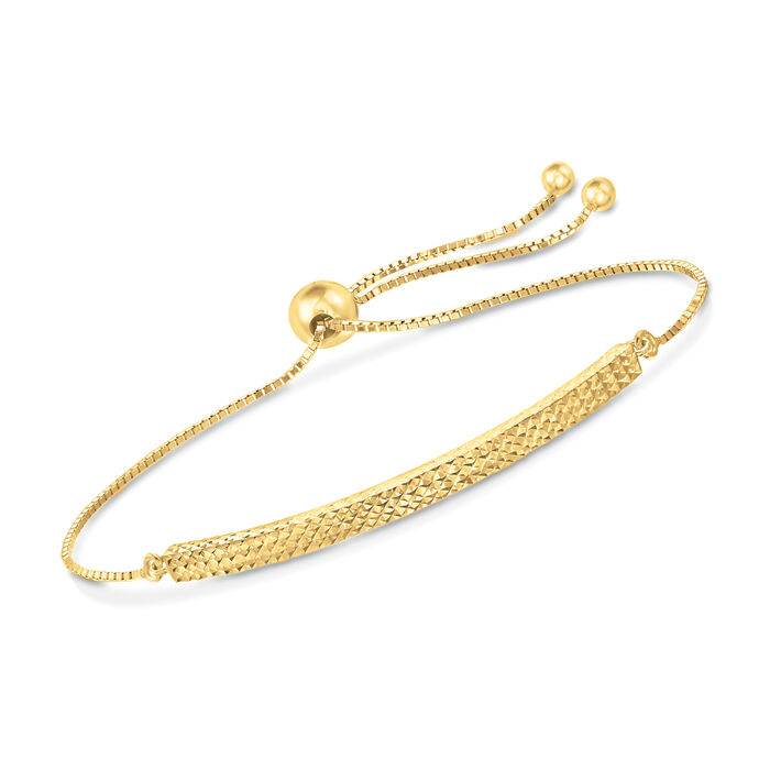 14kt Yellow Gold Diamond-Cut Bolo Bracelet
