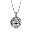 Sterling Silver and 18kt Yellow Gold Bali-Style Pendant Necklace 