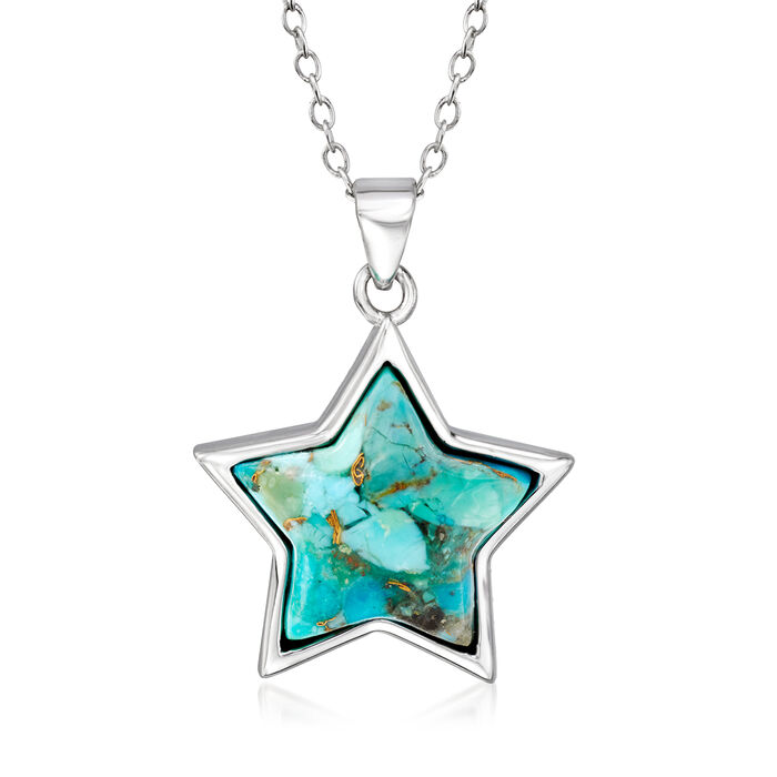 Turquoise Star Pendant Necklace in Sterling Silver