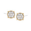 .50 ct. t.w. Diamond Cluster Earrings with Beaded Frame in 14kt Yellow Gold and Sterling Silver