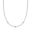 ALOR .40 ct. t.w. Diamond Barrel Station Necklace in Stainless Steel with 14kt White Gold
