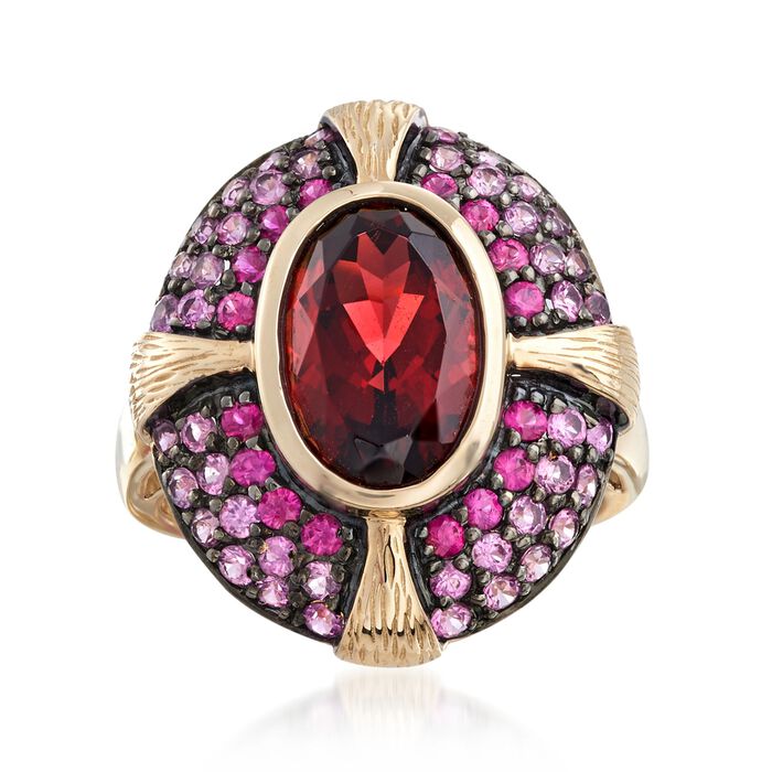 4.60 Carat Garnet and 1.30 ct. t.w. Pink Sapphire Ring in 14kt Yellow Gold
