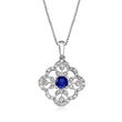 .20 Carat Sapphire and .34 ct. t.w. Diamond Pendant Necklace in 14kt White Gold