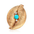 C. 1970 Vintage Tiffany Jewelry Turquoise and .20 ct. t.w. Diamond Pin in 14kt Yellow Gold