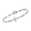 .50 ct. t.w. Diamond Cross and Infinity Symbol Link Bracelet in Sterling Silver