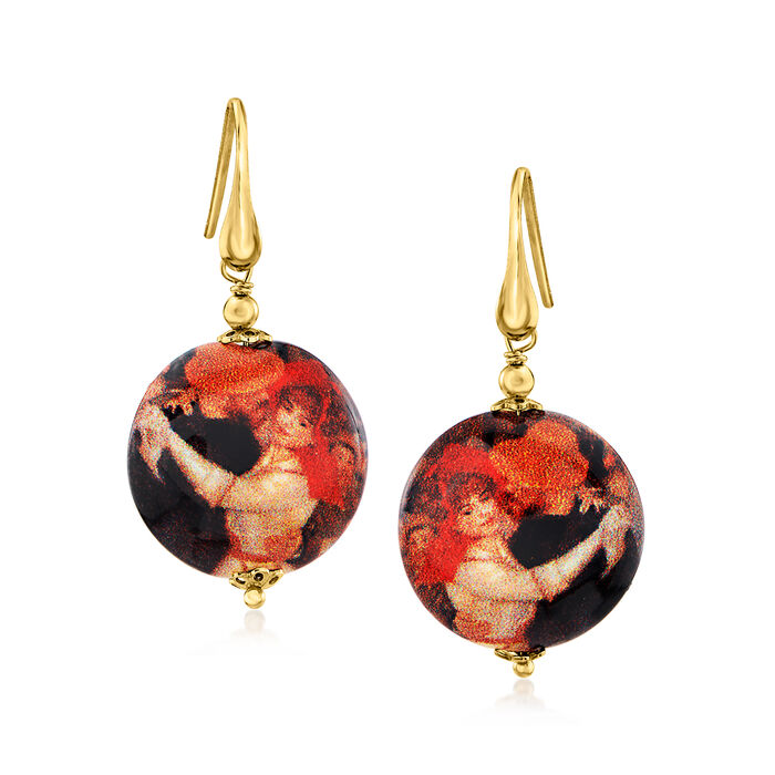 Italian &quot;Dance at Bougival&quot; Multicolored Murano Glass Drop Earrings in 18kt Gold Over Sterling