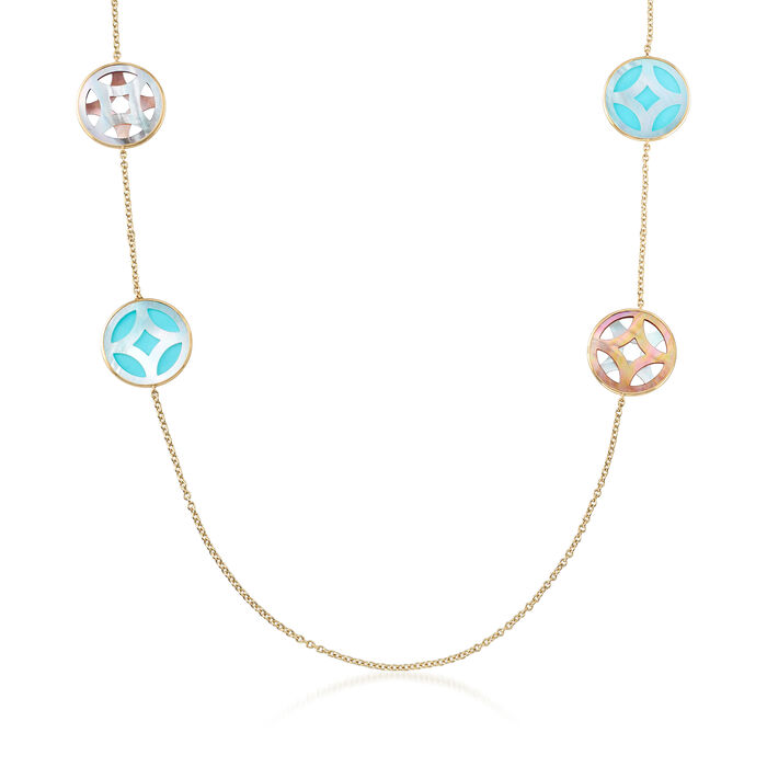 C. 2000 Vintage Ippolita &quot;Rock Candy&quot; Turquoise and Mother-Of-Pearl Necklace in 18kt Yellow Gold