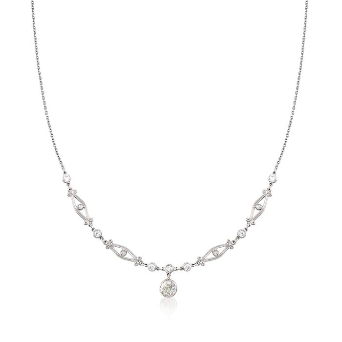 C. 1970 Vintage .85 ct. t.w. Diamond Drop Necklace in Platinum