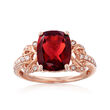 3.90 Carat Garnet and .15 ct. t.w. Diamond Ring in 14kt Rose Gold