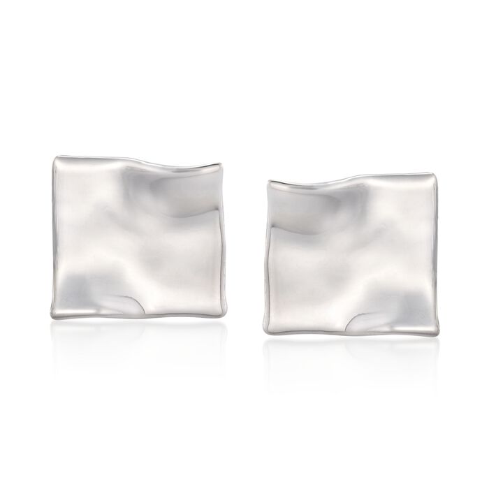Sterling Silver Wavy Square Earrings