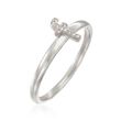 Diamond Accent Mini Initial &quot;F&quot; Ring in Sterling Silver