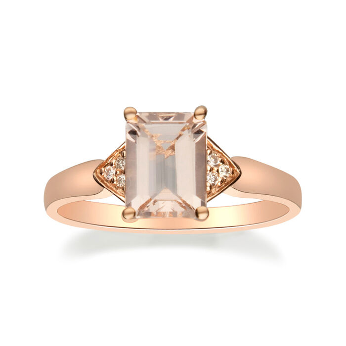 1.30 Carat Morganite Ring with Diamond Accents in 14kt Rose Gold
