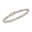 1.00 ct. t.w. Diamond Bar and Curve Bracelet in Sterling Silver and 14kt Yellow Gold