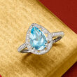 2.00 Carat Sky Blue Topaz and .10 ct. t.w. Diamond Ring in 14kt White Gold