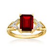2.20 Carat Garnet Ring with Diamond Accents in 14kt Yellow Gold