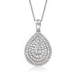 1.00 ct. t.w. Diamond Cluster Pear-Shaped Pendant Necklace in Sterling Silver
