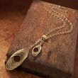 Italian 14kt Yellow Gold Textured Oval Lariat Necklace