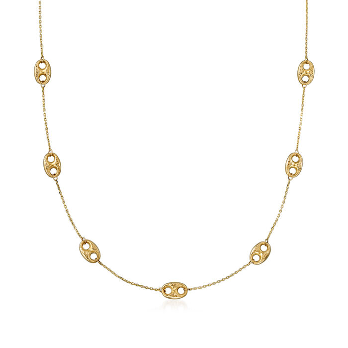 14kt Yellow Gold Mariner-Link Station Necklace