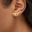18kt Gold Over Sterling Heart Ear Climbers