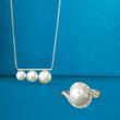 5.5-7.5mm Cultured Pearl Bar Necklace with Diamond Accents in 14kt White Gold